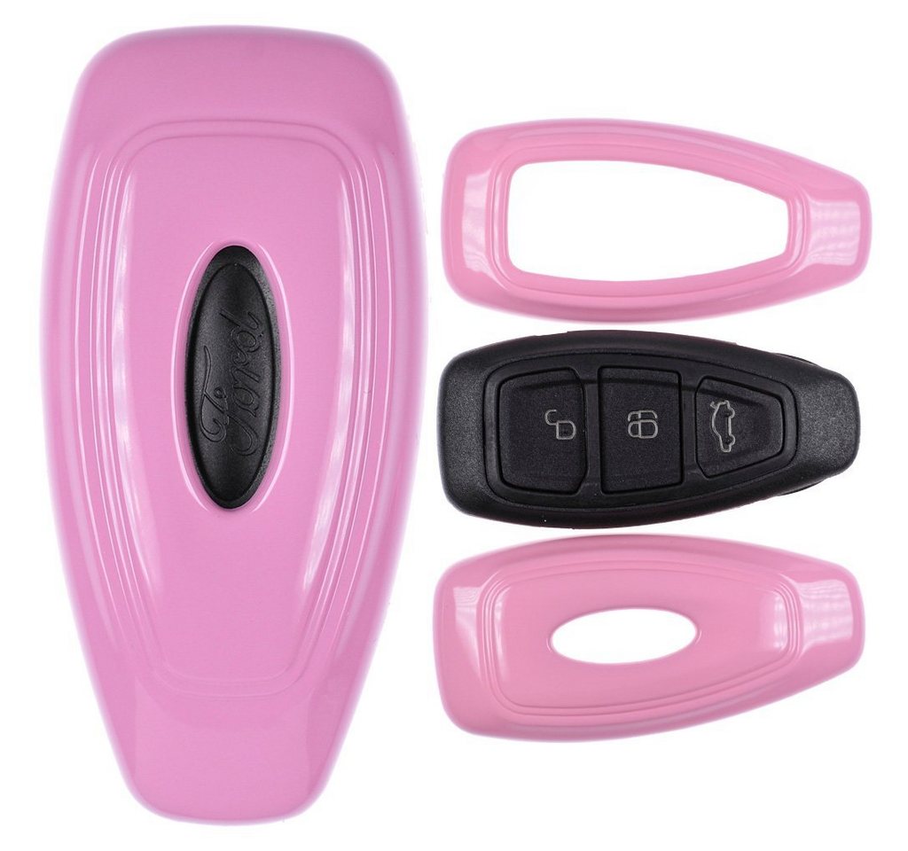 mt-key Schlüsseltasche Autoschlüssel Hardcover Schutzhülle Pink, für Focus Mondeo C-Max Fiesta Kuga KEYLESS SMARTKEY von mt-key