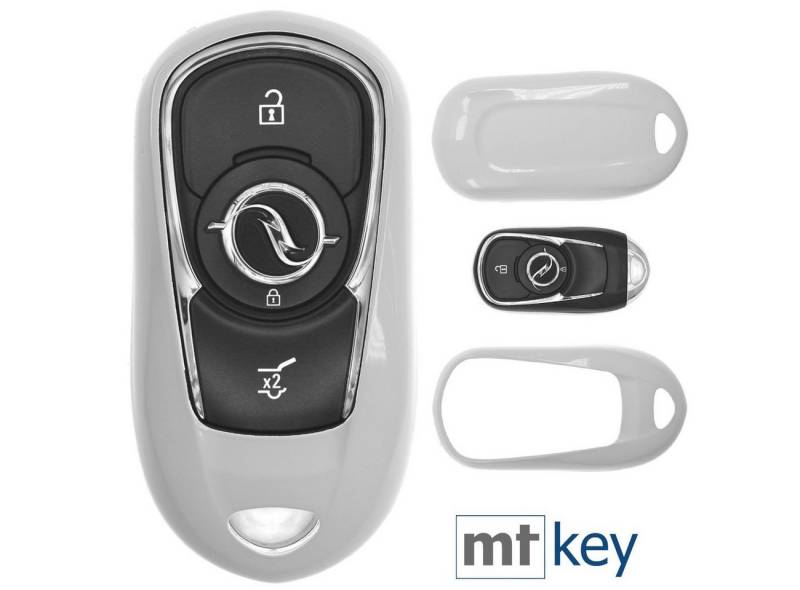 mt-key Schlüsseltasche Autoschlüssel Hardcover Schutzhülle Weiß, Opel Astra K Corsa E Zafira Insignia B KEYLESS SMARTKEY von mt-key