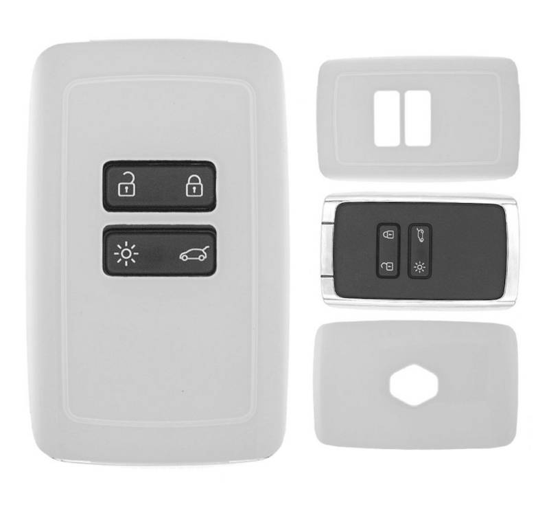 mt-key Schlüsseltasche Autoschlüssel Hardcover Schutzhülle Weiß, für Renault Megane Kadjar Clio Captur KEYLESS SMARTKEY CARD von mt-key