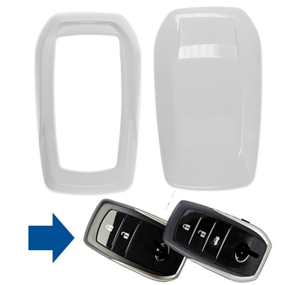 mt-key Schlüsseltasche Autoschlüssel Hardcover Schutzhülle Weiß, für Toyota RAV4 Corolla Avensis KEYLESS SMARTKEY von mt-key