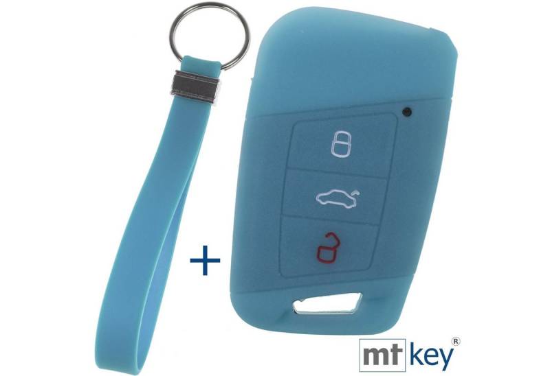 mt-key Schlüsseltasche Autoschlüssel Silikon Schutzhülle fluoreszierend Blau + Schlüsselband, für VW Passat B8 Arteon Skoda Kodiaq 3 Tasten KEYLESS SMARTKEY mt-key Schlüsseltasche Autoschlüssel Silikon Schutzhülle fluoreszierend Blau + Schlüsselband, für VW Passat B8 Arteon Skoda Kodiaq 3 Tasten KEYLESS SMARTKEY von mt-key