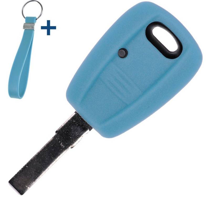 mt-key Schlüsseltasche Autoschlüssel Silikon Schutzhülle mit passendem Schlüsselband, für FIAT Panda Brava Bravo Punto Stilo 1 Tasten Funk Fernbedienung von mt-key