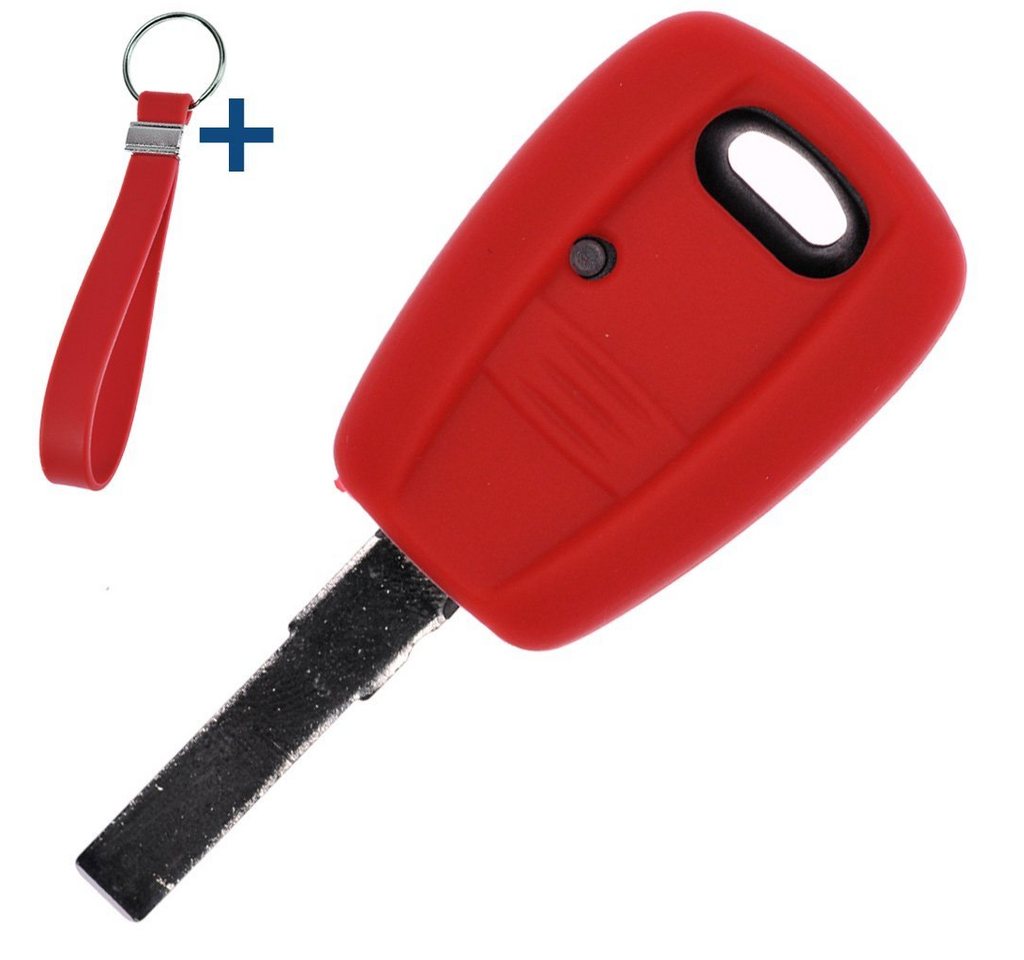 mt-key Schlüsseltasche Autoschlüssel Silikon Schutzhülle mit passendem Schlüsselband, für FIAT Panda Brava Bravo Punto Stilo 1 Tasten Funk Fernbedienung von mt-key