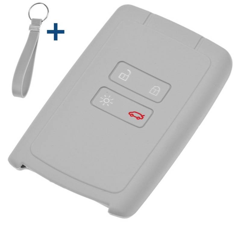 mt-key Schlüsseltasche Autoschlüssel Silikon Schutzhülle mit passendem Schlüsselband, für Renault Megane Kadjar Clio Captur 4 Tasten KEYLESS SMARTKEY von mt-key