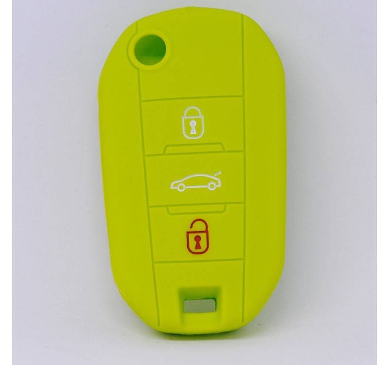 mt-key Schlüsseltasche Autoschlüssel Softcase Silikon Schutzhülle Apfelgrün, Citroen C4 Picasso Jumpy Flip Peugeot 3 Tasten Klappschlüssel von mt-key