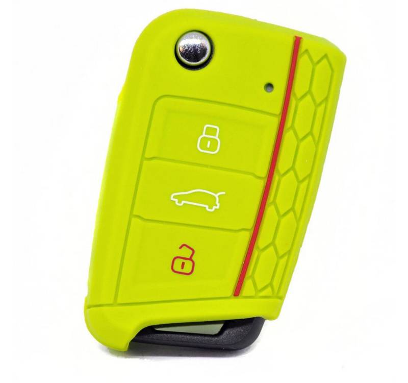 mt-key Schlüsseltasche Autoschlüssel Softcase Silikon Schutzhülle Apfelgrün, Golf 7 Polo 6C Seat Ateca Arona Leon Skoda Octavia Superb Kodiaq von mt-key