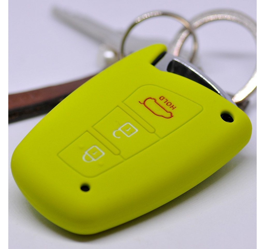 mt-key Schlüsseltasche Autoschlüssel Softcase Silikon Schutzhülle Apfelgrün, Hyundai Genesis Equus ix45 Grandeur Santa Fe Azera 3 Knopf KEYLESS von mt-key