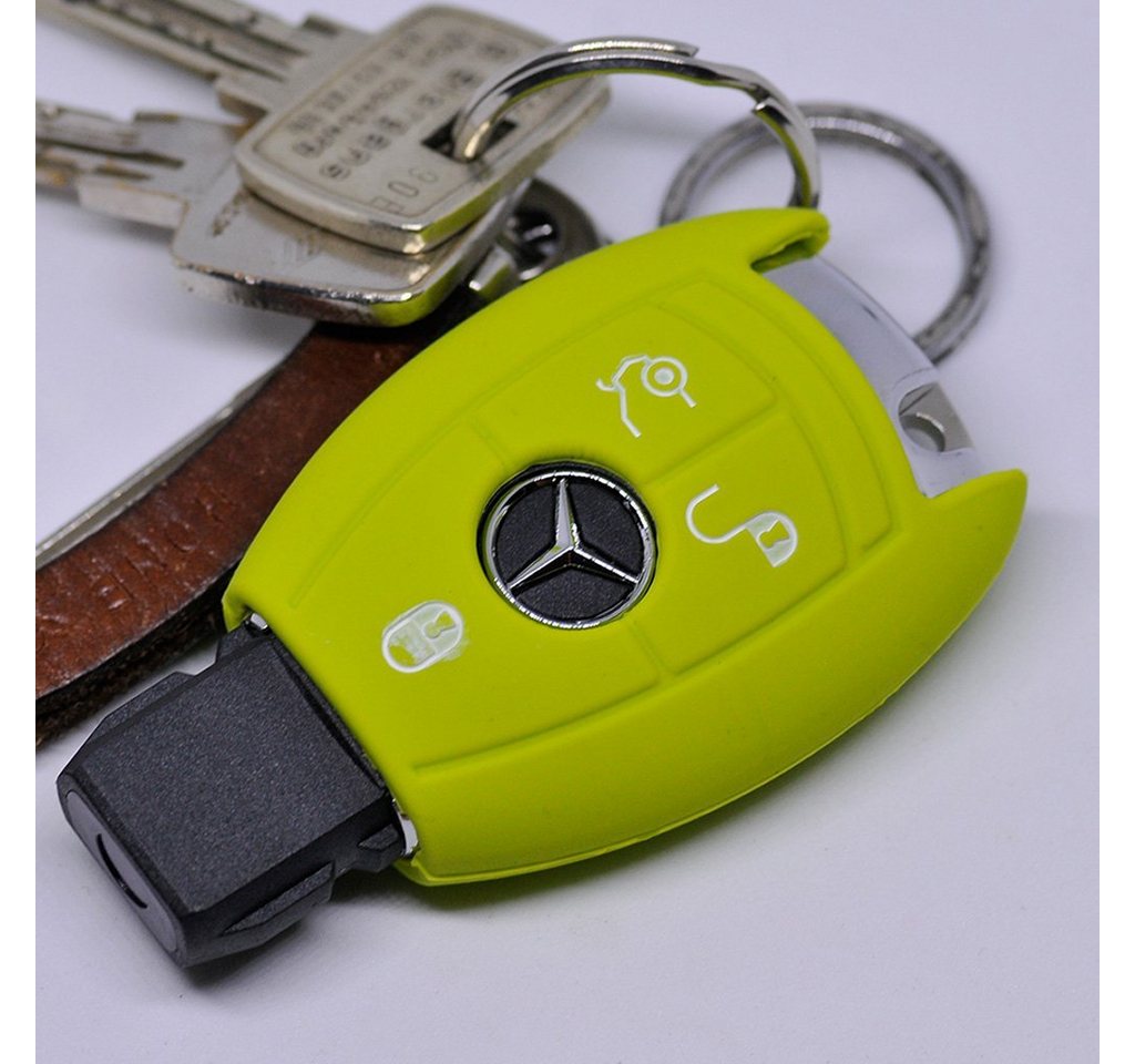 mt-key Schlüsseltasche Autoschlüssel Softcase Silikon Schutzhülle Apfelgrün, Mercedes Benz W212 S212 C207 A207 CLS CLA 117 W242 W246 W176 W221 von mt-key