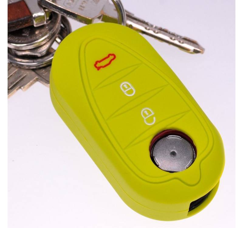 mt-key Schlüsseltasche Autoschlüssel Softcase Silikon Schutzhülle Apfelgrün, für ALFA Romeo Mito Giulietta 940 4C ab 2008 3 Tasten Klappschlüssel von mt-key
