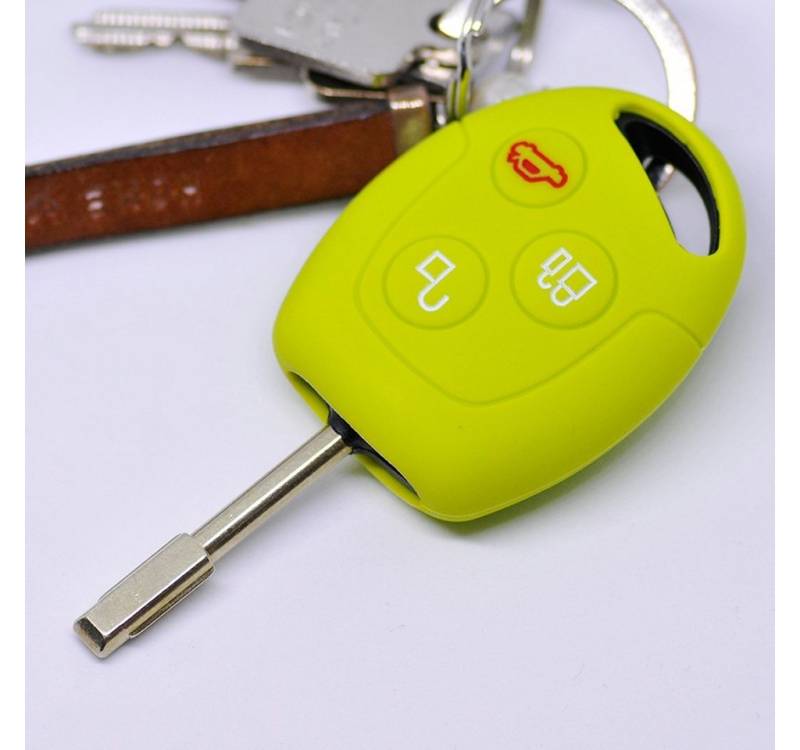mt-key Schlüsseltasche Autoschlüssel Softcase Silikon Schutzhülle Apfelgrün, für Ford Transit Mondeo Focus II Fiesta VI Fusion Galaxy S-MAX 3 Knopf von mt-key