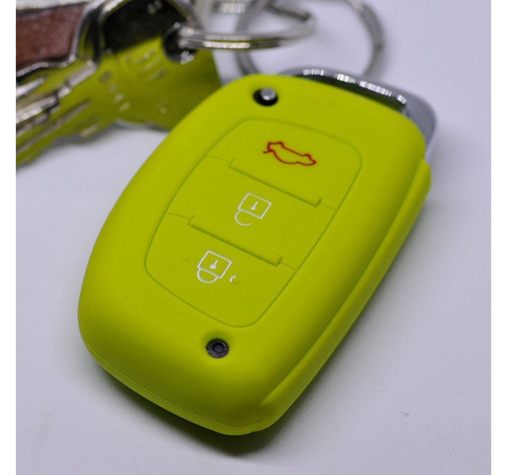 mt-key Schlüsseltasche Autoschlüssel Softcase Silikon Schutzhülle Apfelgrün, für Hyundai i10 i20 i40 ix25 ix35 Tucson Accent Ioniq Sonata Santa Fe von mt-key