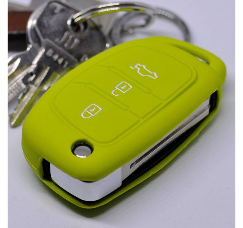 mt-key Schlüsseltasche Autoschlüssel Softcase Silikon Schutzhülle Apfelgrün, für Hyundai i10 i20 i40 ix25 ix35 Tucson Accent Ioniq Sonata Santa Fe von mt-key