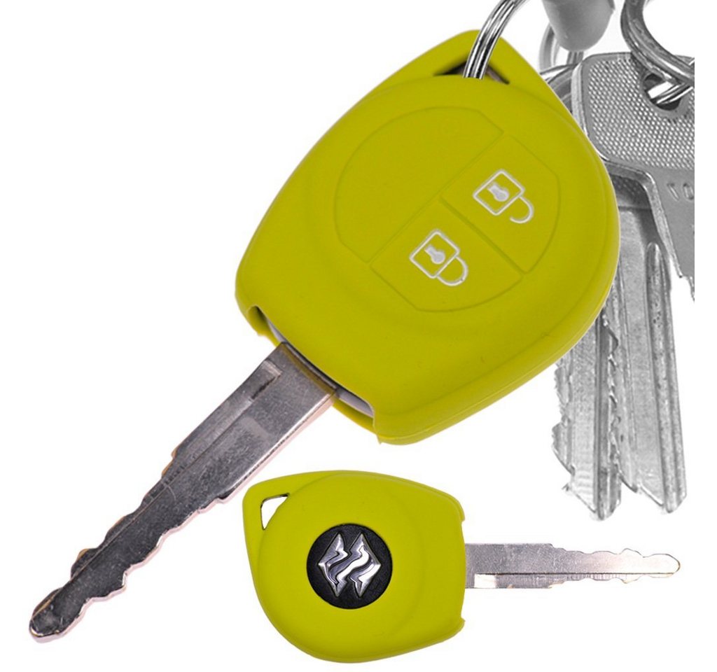 mt-key Schlüsseltasche Autoschlüssel Softcase Silikon Schutzhülle Apfelgrün, für OPEL Agila B Nissan Pixo Suzuki Alto SX4 Swift Splash 2 Tasten von mt-key