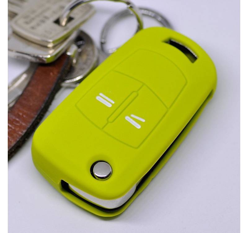 mt-key Schlüsseltasche Autoschlüssel Softcase Silikon Schutzhülle Apfelgrün, für OPEL Astra Vectra Corsa Zafira Signum bis 2008 2 Tasten Schlüssel von mt-key