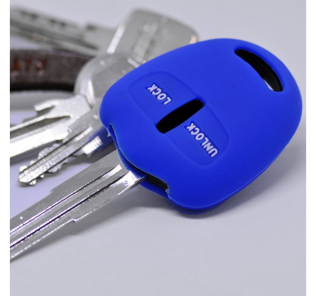 mt-key Schlüsseltasche Autoschlüssel Softcase Silikon Schutzhülle Blau, Mitsubishi Lancer ASX Outback Pajero Sports 2 Tasten Fernbedienung von mt-key