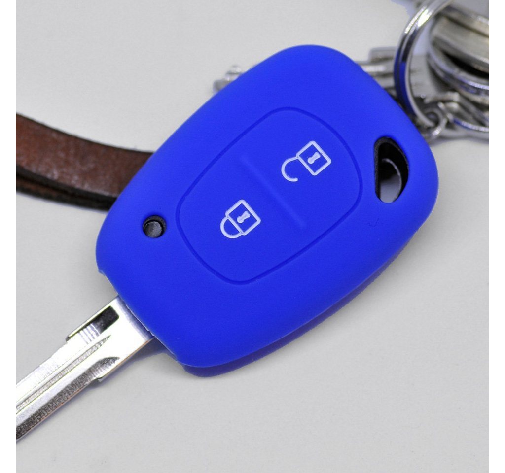 mt-key Schlüsseltasche Autoschlüssel Softcase Silikon Schutzhülle Blau, Renault Kangoo Trafic Master OPEL Movano Vivaro Nissan Interstar von mt-key