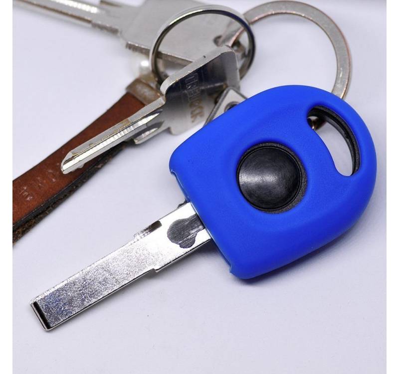 mt-key Schlüsseltasche Autoschlüssel Softcase Silikon Schutzhülle Blau, VW SEAT Skoda alle Modelle Startschlüssel von mt-key