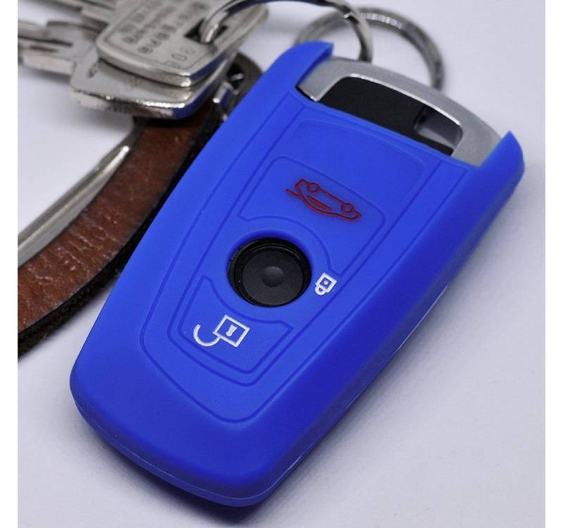 mt-key Schlüsseltasche Autoschlüssel Softcase Silikon Schutzhülle Blau, für BMW F20 F13 F30 F31 F32 F33 F22 1er 2er 3er 4er F10 F25 F07 F11 von mt-key