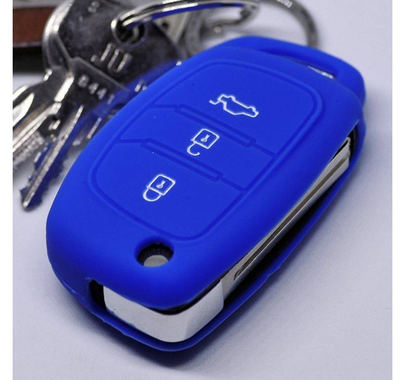 mt-key Schlüsseltasche Autoschlüssel Softcase Silikon Schutzhülle Blau, für Hyundai i10 i20 i40 ix25 ix35 Tucson Accent Ioniq Sonata Santa Fe von mt-key