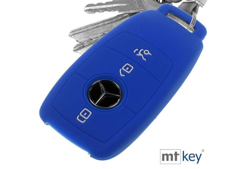 mt-key Schlüsseltasche Autoschlüssel Softcase Silikon Schutzhülle Blau, für Mercedes Benz E-Klasse W213 3 Tasten KEYLESS SMARTKEY von mt-key