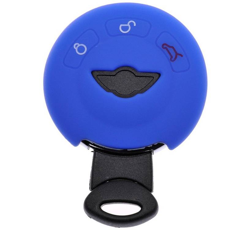 mt-key Schlüsseltasche Autoschlüssel Softcase Silikon Schutzhülle Blau, für Mini R55 R56 R57 R59 R60 R61 Cooper Clubman ONE S Paceman 3 Tasten von mt-key