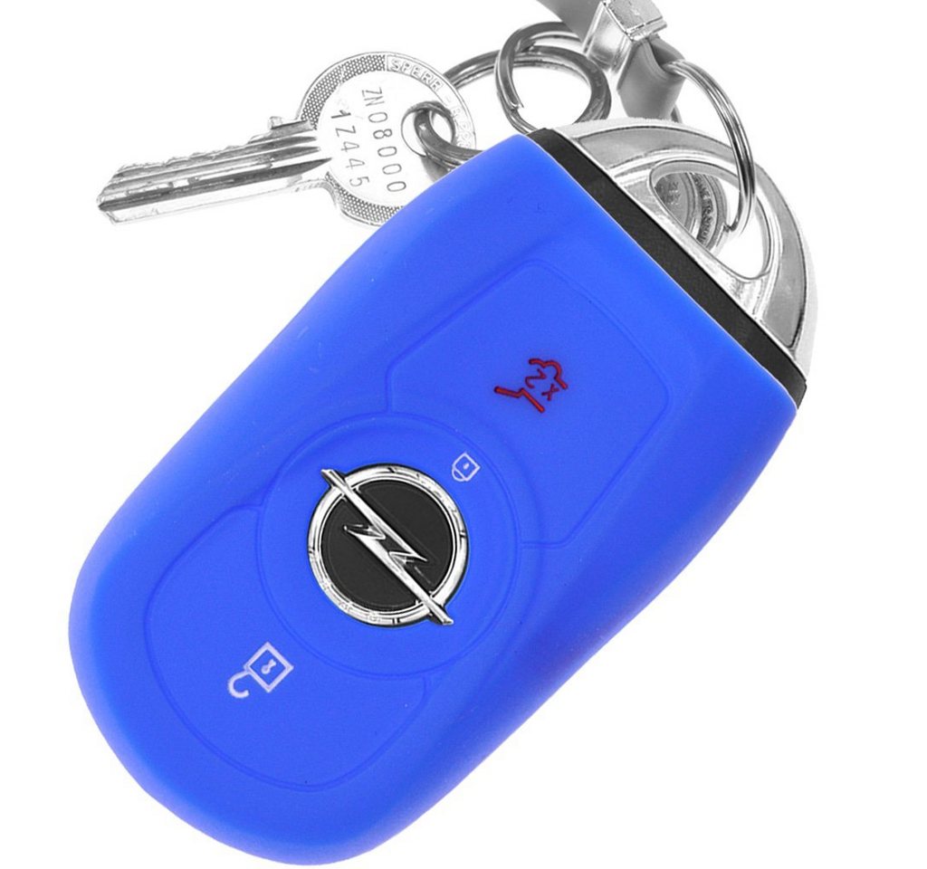 mt-key Schlüsseltasche Autoschlüssel Softcase Silikon Schutzhülle Blau, für OPEL Astra K Insignia B Corsa E Zafira GTC Mokka X 3 Knopf KEYLESS von mt-key