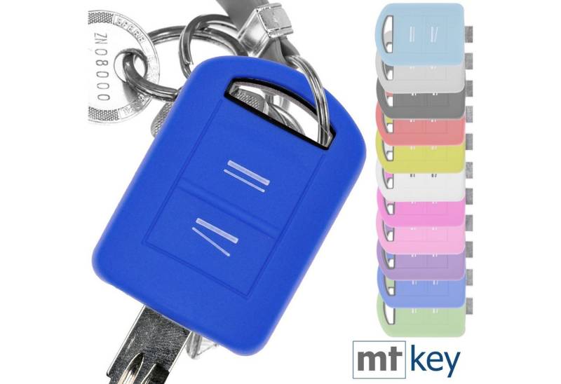 mt-key Schlüsseltasche Autoschlüssel Softcase Silikon Schutzhülle Blau, für Opel Combo C Corsa C Meriva A Tigra TwinTop von mt-key