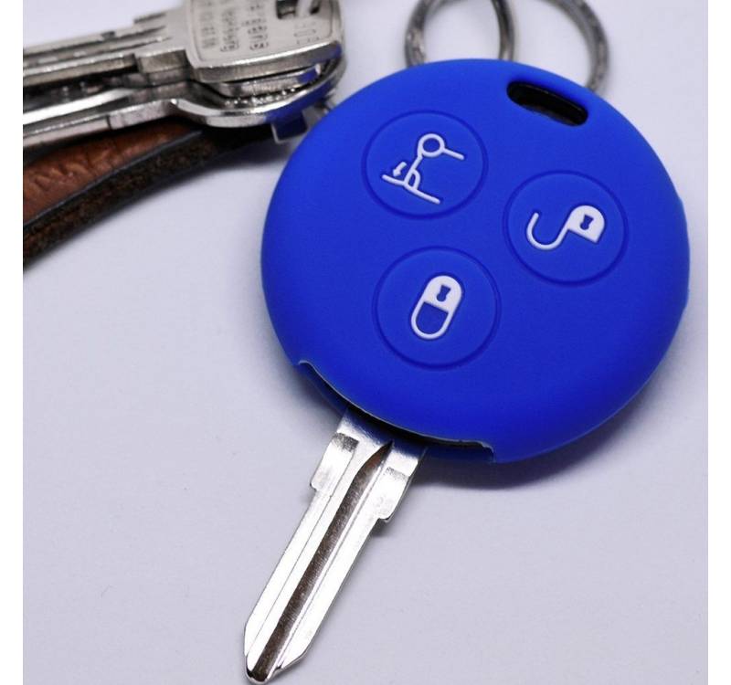 mt-key Schlüsseltasche Autoschlüssel Softcase Silikon Schutzhülle Blau, für Smart 450 Fortwo Cabrio Coupe 3 Tasten Funk Fernbedienung mt-key Schlüsseltasche Autoschlüssel Softcase Silikon Schutzhülle Blau, für Smart 450 Fortwo Cabrio Coupe 3 Tasten Funk Fernbedienung von mt-key