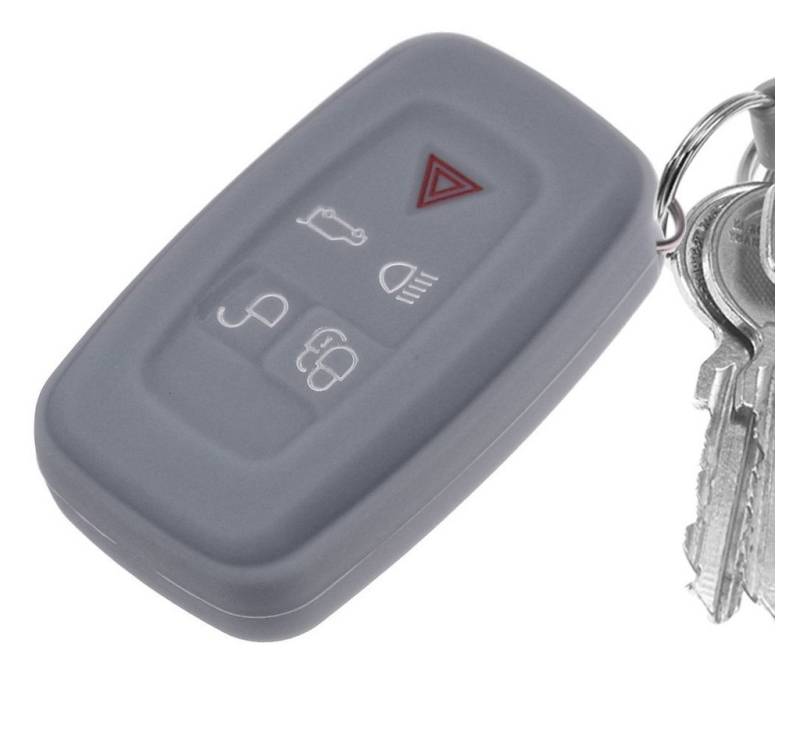 mt-key Schlüsseltasche Autoschlüssel Softcase Silikon Schutzhülle Dunkelgrau, für Land Rover Range Rover LR4 5 Tasten KEYLESS SMARTKEY von mt-key