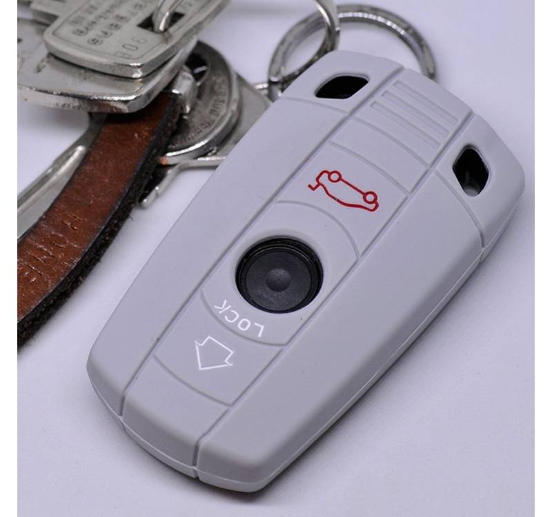 mt-key Schlüsseltasche Autoschlüssel Softcase Silikon Schutzhülle Grau, für BMW E90 E91 Z4 E87 E60 E71 E72 E81 E82 E88 E89 1er 5er ab 2008 von mt-key