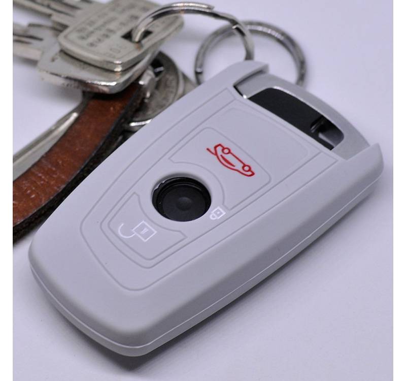 mt-key Schlüsseltasche Autoschlüssel Softcase Silikon Schutzhülle Grau, für BMW F20 F13 F30 F31 F32 F33 F22 1er 2er 3er 4er F10 F25 F07 F11 von mt-key