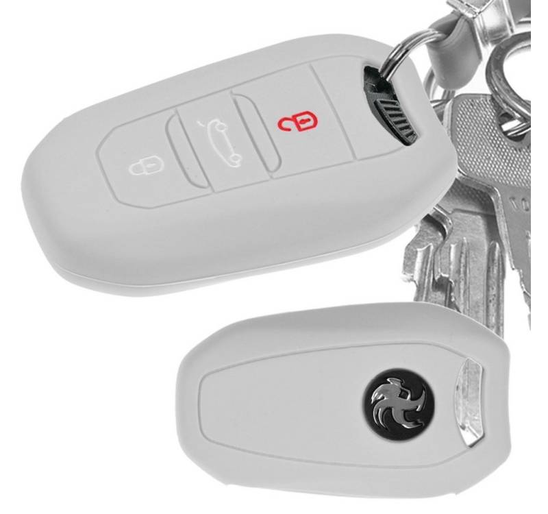 mt-key Schlüsseltasche Autoschlüssel Softcase Silikon Schutzhülle Grau, für Citroen C4 DS4 DS6 DS5 DS7 Peugeot 208 508 2008 4008 KEYLESS von mt-key