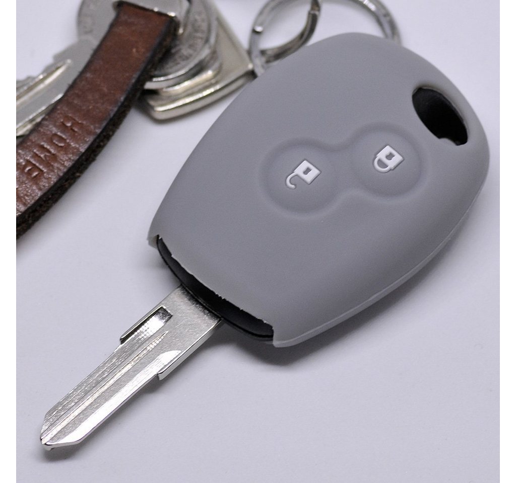 mt-key Schlüsseltasche Autoschlüssel Softcase Silikon Schutzhülle Grau, für Dacia Dokker Sandero Duster Lodgy Logan Renault Clio Twingo von mt-key