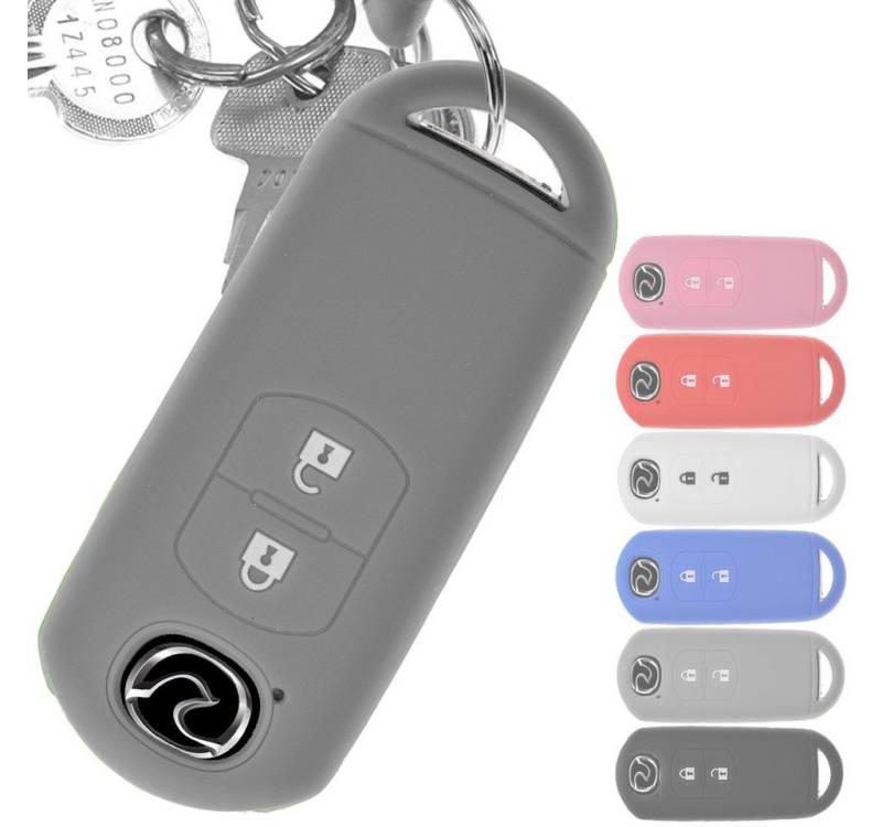 mt-key Schlüsseltasche Autoschlüssel Softcase Silikon Schutzhülle Grau, für Mazda 2 3 6 CX-3 CX-5 MX-5 2 Tasten 2 Tasten KEYLESS SMARTKEY von mt-key