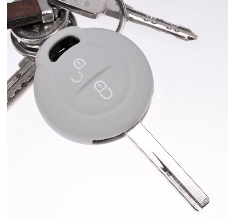 mt-key Schlüsseltasche Autoschlüssel Softcase Silikon Schutzhülle Grau, für Mitsubishi Colt VI Smart Forfour 454 2 Tasten Funk Fernbedienung von mt-key