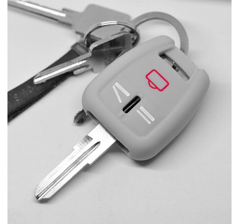 mt-key Schlüsseltasche Autoschlüssel Softcase Silikon Schutzhülle Grau, für OPEL Signum Vectra C Vauxhall 3 Tasten Funk Fernbedienung von mt-key