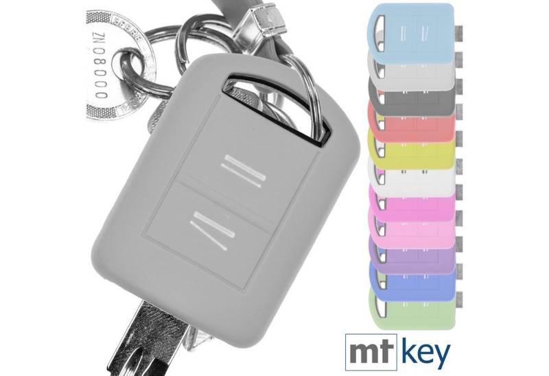 mt-key Schlüsseltasche Autoschlüssel Softcase Silikon Schutzhülle Grau, für Opel Combo C Corsa C Meriva A Tigra TwinTop von mt-key