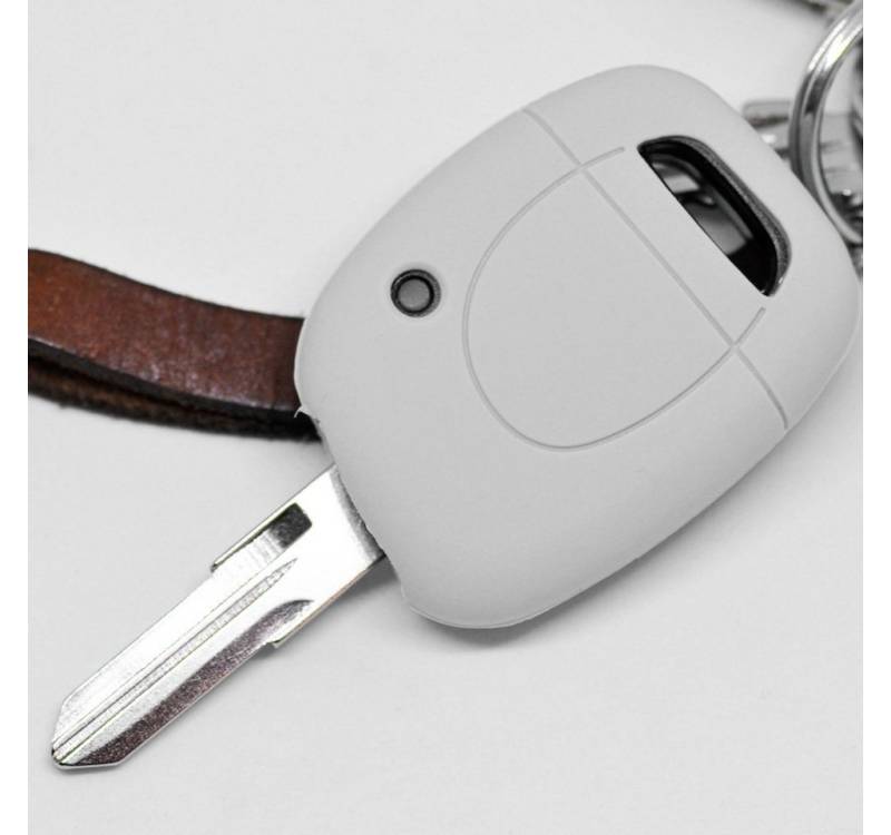 mt-key Schlüsseltasche Autoschlüssel Softcase Silikon Schutzhülle Grau, für Renault Clio Twingo Kangoo 1 Tasten Funk Fernbedienung von mt-key