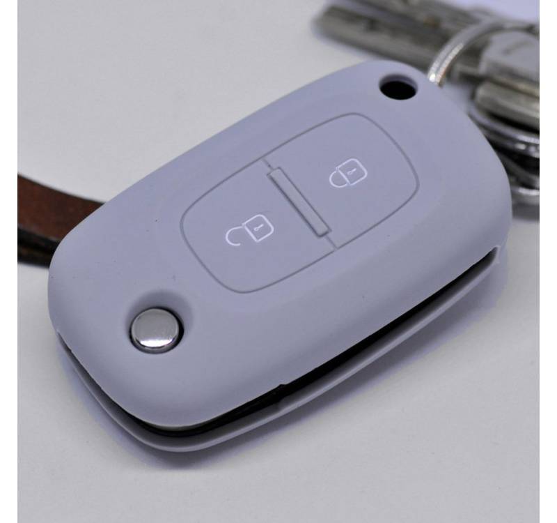 mt-key Schlüsseltasche Autoschlüssel Softcase Silikon Schutzhülle Grau, für Renault Kangoo Smart Forfour Clio III Twingo Mercedes Benz Citan von mt-key
