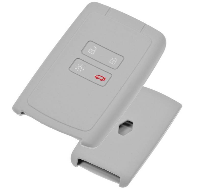 mt-key Schlüsseltasche Autoschlüssel Softcase Silikon Schutzhülle Grau, für Renault Megane Kadjar Clio Captur 4 Tasten KEYLESS SMARTKEY von mt-key