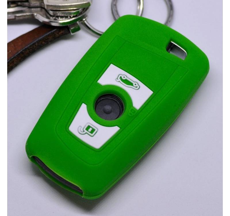 mt-key Schlüsseltasche Autoschlüssel Softcase Silikon Schutzhülle Grün, für BMW F20 F13 F30 F31 F32 F33 F22 1er 2er 3er 4er 3 Tasten KEYLESS von mt-key