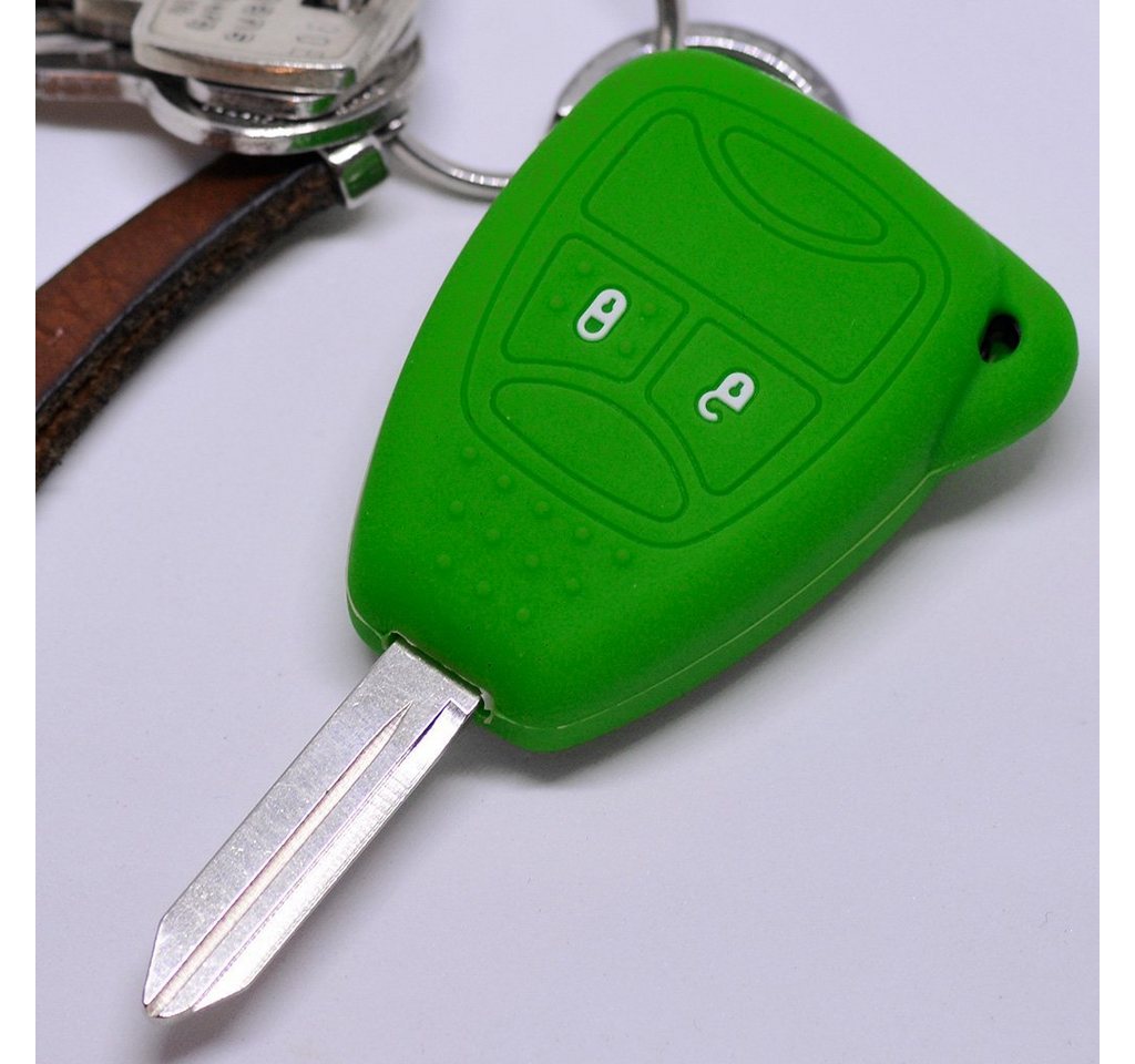 mt-key Schlüsseltasche Autoschlüssel Softcase Silikon Schutzhülle Grün, für Chrysler 300C Voyager Dodge RAM Jeep Commander Grand Cherokee von mt-key