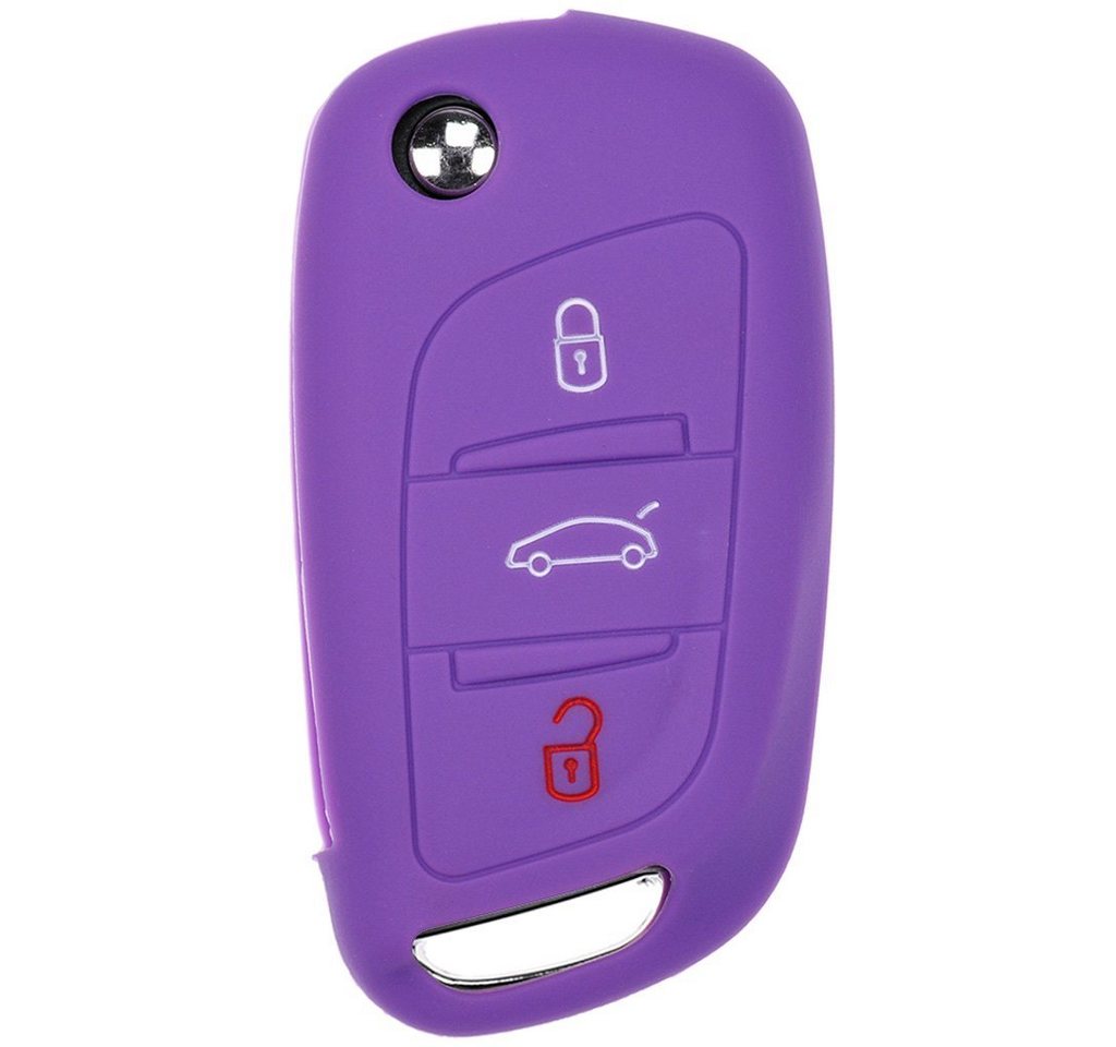 mt-key Schlüsseltasche Autoschlüssel Softcase Silikon Schutzhülle Lila, für Citroen Berlingo C4 DS3 DS4 DS5 DS6 3 Tasten Klappschlüssel von mt-key