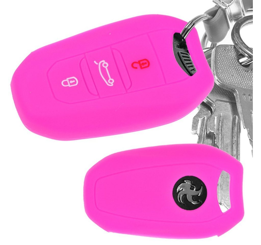 mt-key Schlüsseltasche Autoschlüssel Softcase Silikon Schutzhülle Pink, für Citroen C4 DS4 DS6 DS5 DS7 Peugeot 208 508 2008 4008 KEYLESS von mt-key