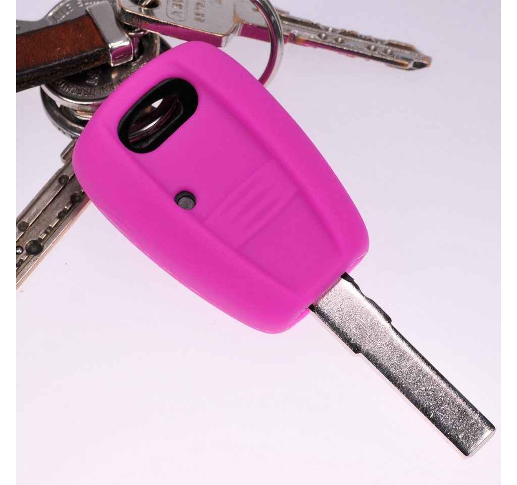 mt-key Schlüsseltasche Autoschlüssel Softcase Silikon Schutzhülle Pink, für FIAT Panda Brava Bravo Punto Stilo 1 Tasten Funk Fernbedienung von mt-key