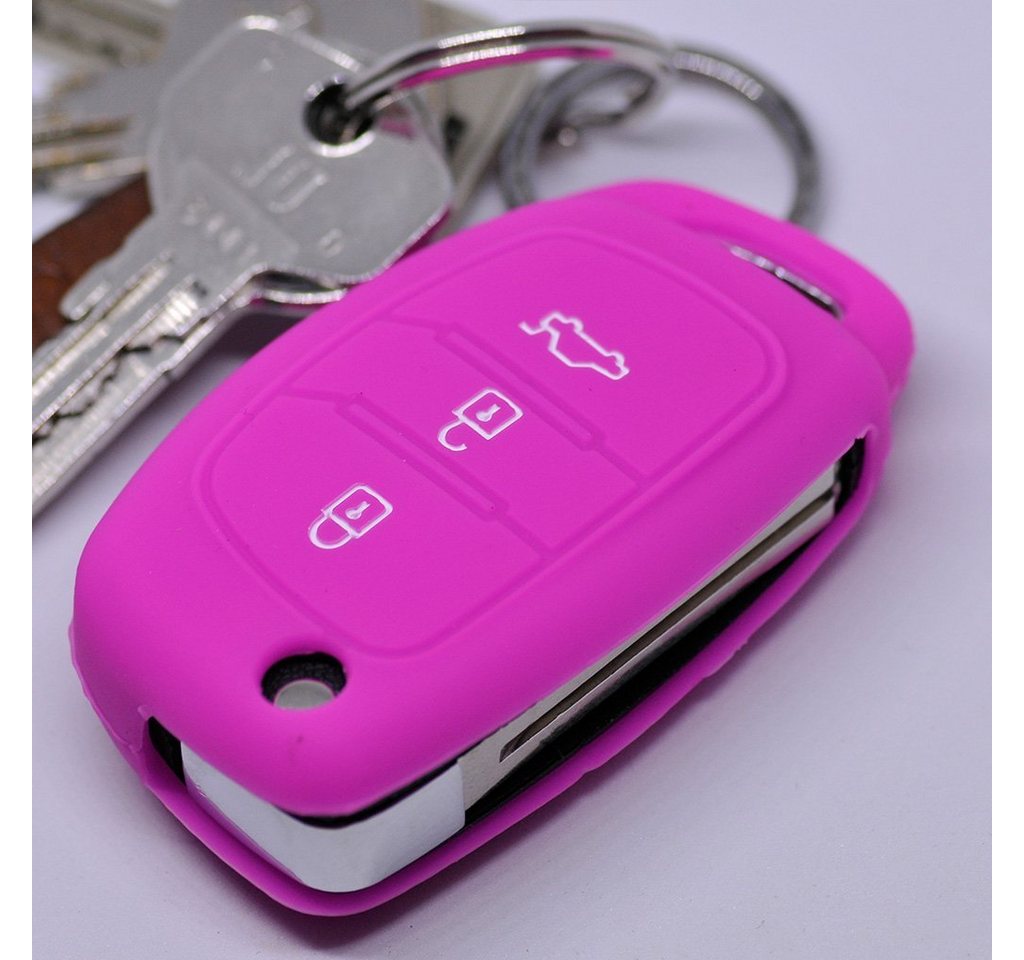 mt-key Schlüsseltasche Autoschlüssel Softcase Silikon Schutzhülle Pink, für Hyundai i10 i20 i40 ix25 ix35 Tucson Accent Ioniq Sonata Santa Fe von mt-key