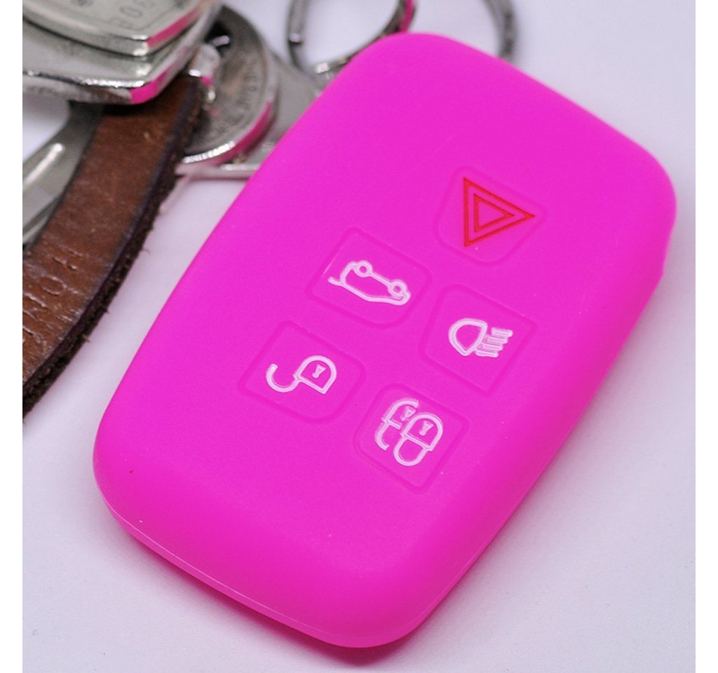 mt-key Schlüsseltasche Autoschlüssel Softcase Silikon Schutzhülle Pink, für Land Rover Discovery IV Range Rover Sport Evoque 2009-2017 5 Knopf von mt-key