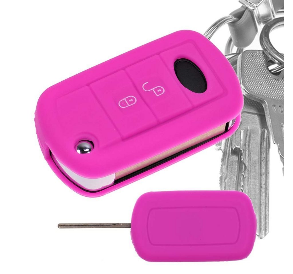 mt-key Schlüsseltasche Autoschlüssel Softcase Silikon Schutzhülle Pink, für Land Rover Range Rover Sport LS Dicsovery III 2 Tasten Schlüssel von mt-key