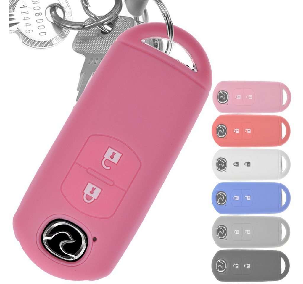 mt-key Schlüsseltasche Autoschlüssel Softcase Silikon Schutzhülle Pink, für Mazda 2 3 6 CX-3 CX-5 MX-5 2 Tasten 2 Tasten KEYLESS SMARTKEY von mt-key