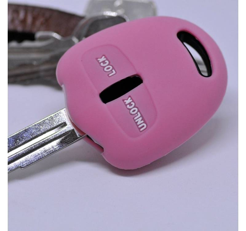 mt-key Schlüsseltasche Autoschlüssel Softcase Silikon Schutzhülle Pink, für Mitsubishi Lancer ASX Outback Pajero Sports 2 Tasten Fernbedienung von mt-key
